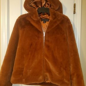 RACHEL ZOE soft caramel faux fur Jacket